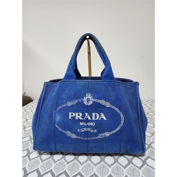 Prada Handbags - Authentic Prada Denim Canvas Top Handle Bag Blue